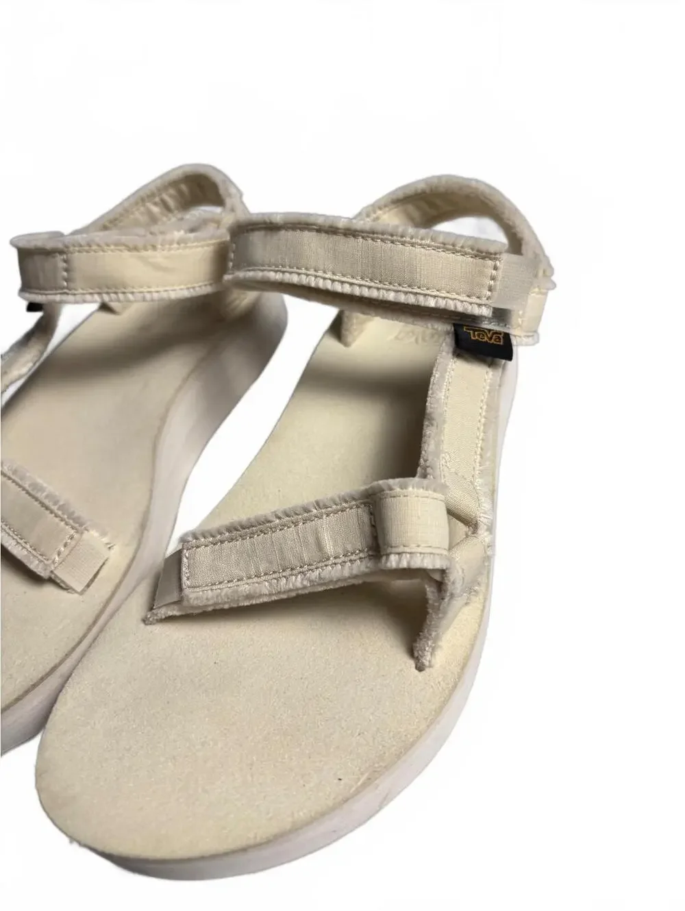 Teva Women's Beige Suede Strap Sandals with Adjustable Velc